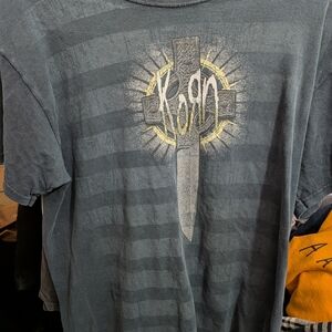 Korn Mens Gray Graphic T-Shirt Vintage Large